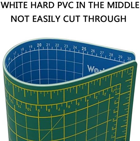 WORKLION Self Healing Cutting Mat: 12''x9'' Double Sided Craft Cutting Mat for Sewing, Fabric, Quilting - 5-Ply Slip-Resistant Hobby Cutting Board for DIY Projects (Green/Blue)