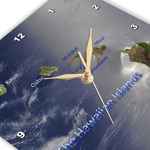 3dRose Wall Clock Silent - 10 inch - View of The Hawaiian Islands - Hawaii Travel Designs