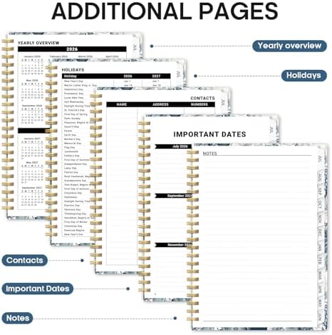 Planner 2026-2027, Jul 2026-Jun 2027 Academic Monthly & Weekly Planner | 8.5" x 11" Hardcover Pretty Calendar Planner for Women, Spiral Organizer for School Office Home Supplies, Blue Floral