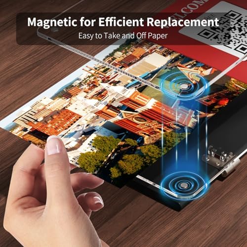NIUBEE Acrylic QR Code Sign Stand, Clear Magnetic Holder for Booth Display