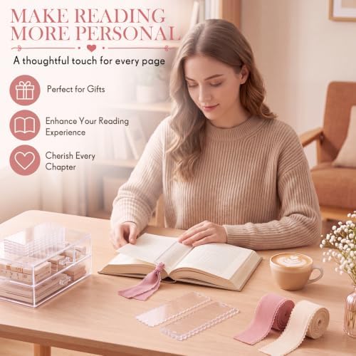 Yeaqee 100 Pcs Scallop Shaped Clear Acrylic Bookmark Blanks with Ribbon