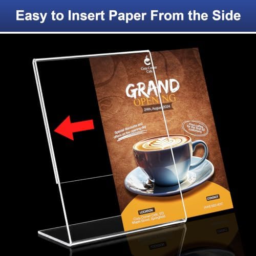 18 Pack Acrylic Sign Holder 8.5 x 11, Plastic Clear Display Stand for Tabletop, L-Shaped Vertical Acrylic Paper Holder for Menu, Flyers, Office, Restaurants, Documents, Store, Desktop