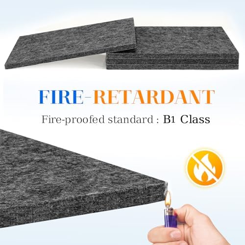 DOLLAR BOSS Felt Cork Board Tiles, 4 Packs 12" x 12" 1/2" Thick Cork Bulletin Board Self Adhesive Acoustic Panels Soundproof Corkboards for Walls with 40 Pushpins for Home Office Kitchen School, Grey
