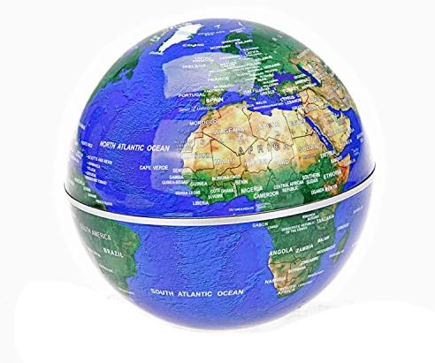 Estefanlo Floating Globe with LED Lights C Shape Magnetic Levitation Floating Globe World Map for Desk Decoration (Blue)