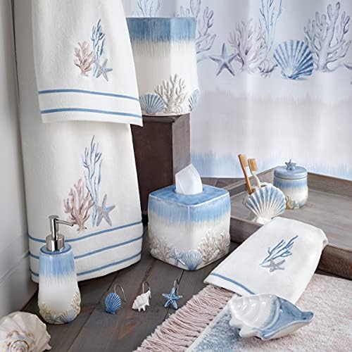 Avanti Linens - Covered Jar, Guest Bathroom Essentials, Beach Inspired Home Decor (Abstract Coastal Collection)