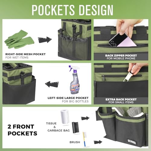 SCAVATA Compact Wearable Cleaning Caddy with Handle & Shoulder Straps