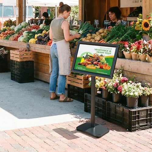 Heavy Duty Pedestal Sign Holder, 11"x17" Sign Stand Outdoor Indoor