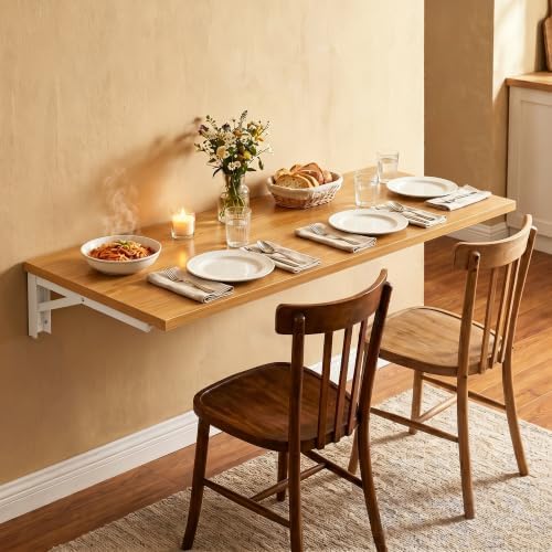 Need 47x20IN Wall Mounted Folding Table for Office Laundry Teak