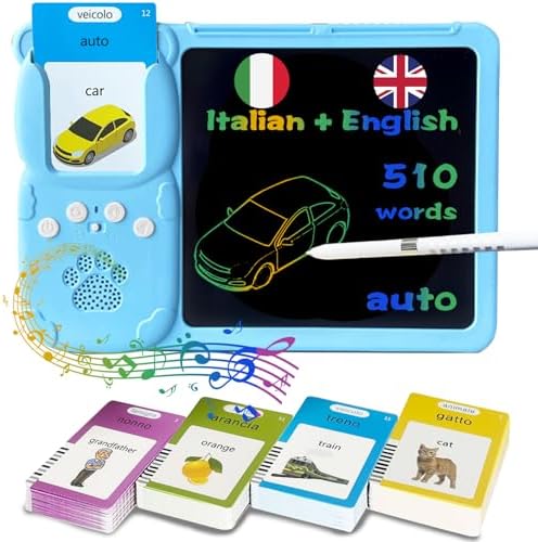 Talking Flash Cards with Writing Tablet - Italian English, Blue