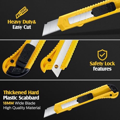 200 Pcs Box Cutter Retractable 18mm Blade for Office Craft Home