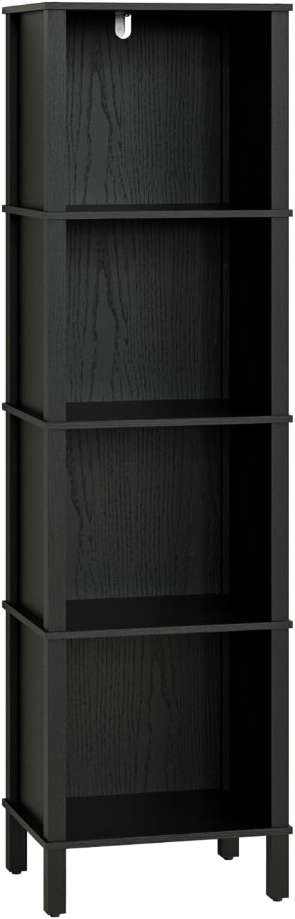 Bookshelf, Modern 5-Tier Bookcase, Open Storage Book Shelf, 11 × 14.2 × 50.4 Inches, Small Narrow Bookshelves for Living Room, Home Office, Bedroom, Black
