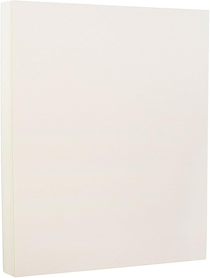 JAM PAPER Strathmore 88lb Cardstock - 8.5 x 11 Coverstock - 237 gsm - Natural White Laid - 25% cotton - 250 Sheets/Ream