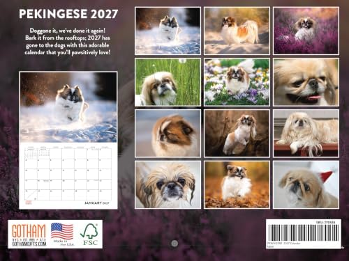 Pekingese Calendar 2027 Monthly Wall Calender 12 Month