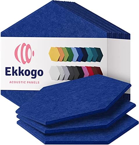 Acoustic Panels 12-Pack Soundproof Wall Panels 14"X12.1"X0.4" Sound Panels High Density Sound Dampening Panels - [Admiral Blue Hexagon]