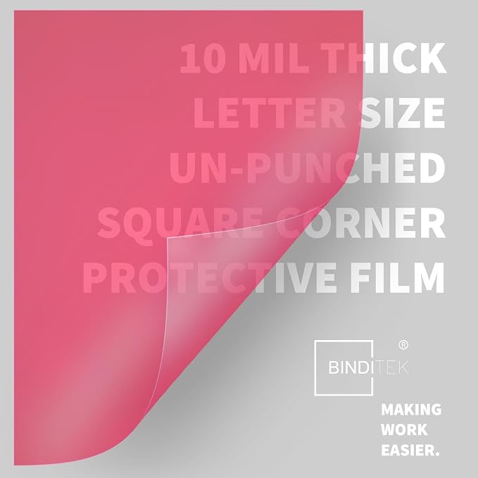 Binditek 20 Pack 10 Mil PVC Binding Presentation Covers, Letter Size, Square Corners, Un-Punched, Multi Color, Office Supplies | Binding Presentation Covers, Letter Size, Multi Color, Square Corners, Unpunched, Ideal for Business Reports and Proposals