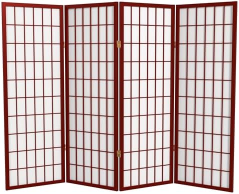 4 ft. Short Window Pane Shoji Screen - Rosewood - 4 Panels