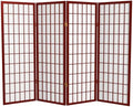 4 ft. Short Window Pane Shoji Screen - Rosewood - 4 Panels