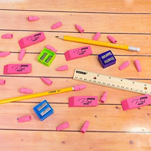 BAZIC Products Pink Pencil-Top Eraser Caps, Latex-Free, PVC-Free, 20 Count