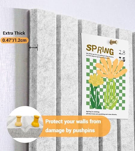 28" x 18" Felt Bulletin Board Tiles 1/2" Thick, Light Gray