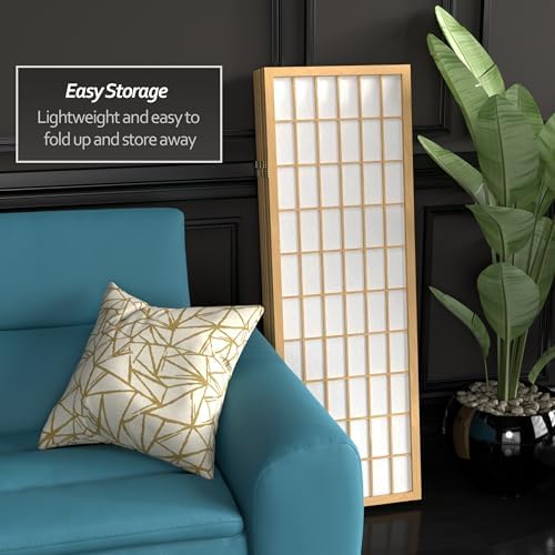 4 ft. Short Window Pane Shoji Screen - Natural - 6 Panels