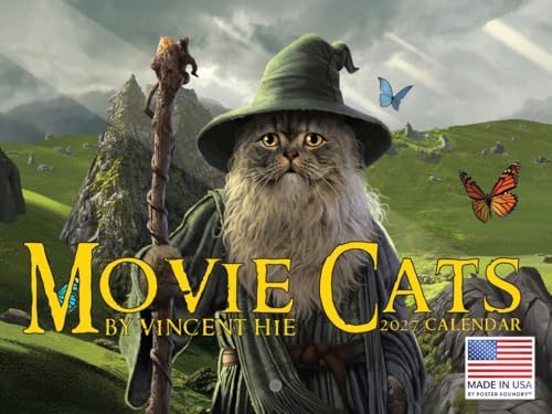 Movie Cats Calendar 2027 by Vincent Hie Funny Pop Culture Cats in Movies Wall Monthly 12 Month | American Made In The USA