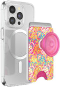 PopSockets Phone Wallet for MagSafe with Grip- Paisley Gaudy | PopWallet, Holds 3 Cards, Magnetic, Removable, Secure, Rainbow, Colorful, Girly, Women