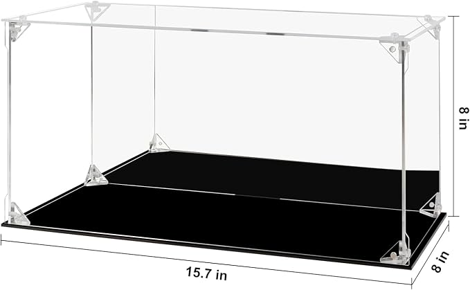 Acrylic Display Case Clear Action Figure Display Case with Mirrored Back, Dustproof Protection Display Box Alternative Glass Case for Collectibles Figures Models Doll Toys (15.7x8x8 inch, 40x20x20cm)