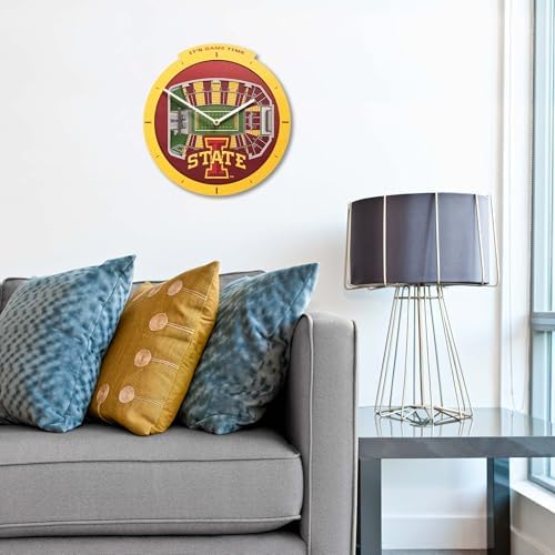 YouTheFan NCAA Iowa State Cyclones StadiumView 3D Wall Clock