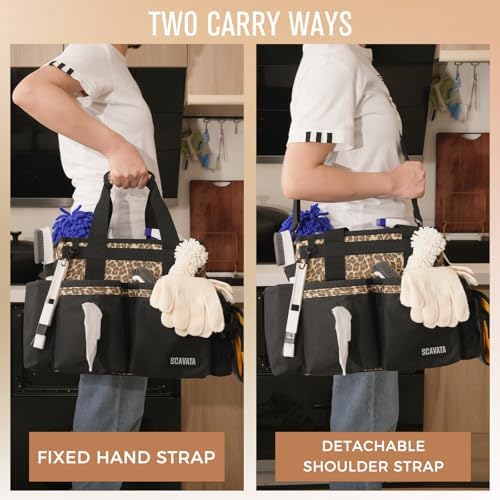 SCAVATA Compact Wearable Cleaning Caddy with Handle & Shoulder Straps