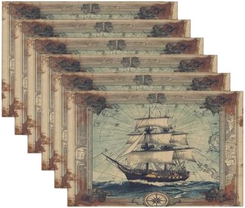 Placemats Set of 6 Washable Linen Place Mats Cloth Table Mats 12x18 Inch