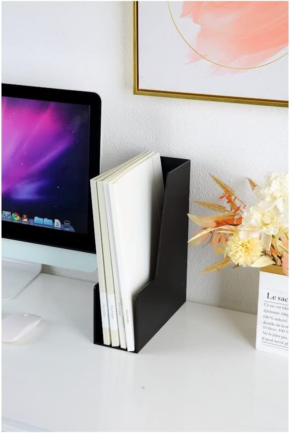YBM HOME Vertical File Bins Organizer Open Front Design for Easy Access to Files, Documents, and Magazines, Ideal for Home Office, Work Desktops, or School, Medium, 1262-1