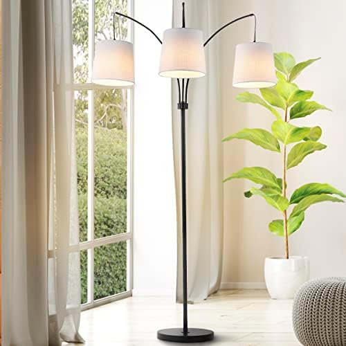 JONATHAN Y Sylva 3-Light Mid-Century Modern Arc Floor Lamp 72.5", Black