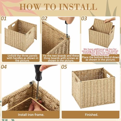 Jingmore 2 Pack Paper Rope Hanging File Box, Letter Size, Paper