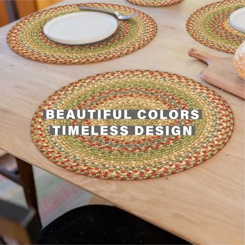 Homespice Azalea Braided Placemats for Primitive Decor, Round 15" Set of 6