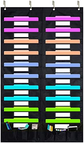 EAMAY Hanging File Folder Organizer Wall Mounted - 20 Pockets and 6 Learning Tool Wall File Folders, Office Supplies File Document Organizer Holder Pocket Chart for Offices, Classroom or Home
