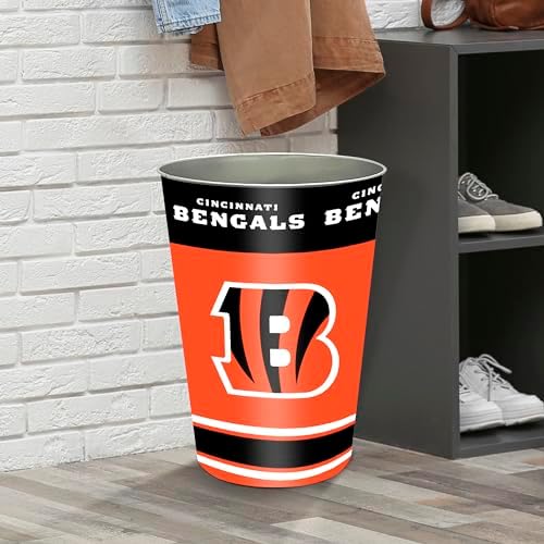 FANMATS 34635 NFL - Cincinnati Bengals Wastebasket | Orange | 15"x10.5"x10.5" | Primary Logo, Helmet, & Wordmark