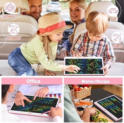 Hockvill LCD Writing Tablet for Kids 16 Inch, Toys for Girls Boys Drawing Pad for 3 4 5 6 7 Year Old Kids Toys, Christmas Birthday Gift for Kids, Toddler Doodle Board Travel Essentials - Pink