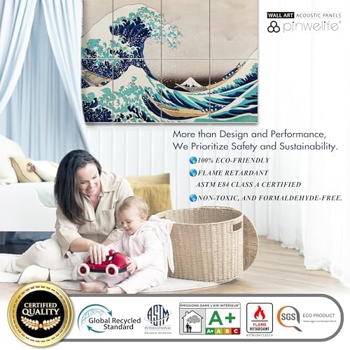PINWELIFE® Masterpiece Acoustic Art Panels, 8-Pack 12"×16" Sound Absorbing Panels, Decorative Acoustic Wall Art, Noise and Echo Cancelling for Home Studio/Office, Nano Tape Included