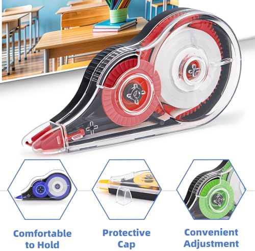 4 Pcs Colorful Correction Tape, 0.2 in Width, Clear