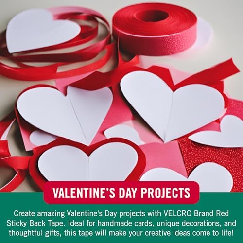 VELCRO Brand Colors Sticky Back Tape, Red, 10ft Roll, Adhesive