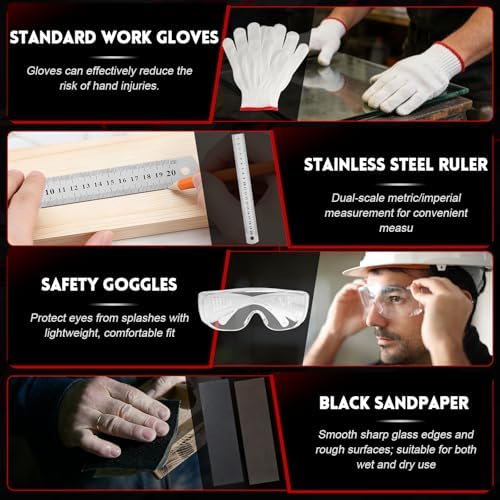 YOTINO Glass Cutters Tools 33PCS Stained Glass Kit,Running Pliers Breaking Pliers Oil Feed Glass Cutter Set Cut Complete Stained Glass Supplies for Stained Glass, Tiles, Mosaic Cutting