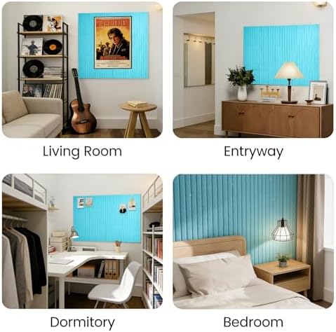 Large Felt Bulletin Board Cork Board Alternative with Safe Removable Adhesive Tabs, Wall Bulletin Board for Home Office Classroom Pin Board (Sky Blue, Fine-Stripe 6-Pack)