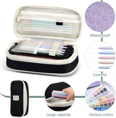 135 Pcs Book Annotation Kit with Pencil Case, 12 Pastel Highlighters, 11 Gel Pens, Fine Marker, 300 Transparent Sticky Notes, 2640 Index Tabs, Bible Study Supplies Kit(Classic,Black)