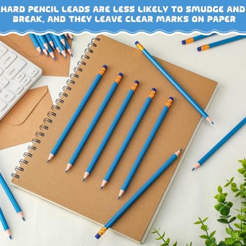 Sivak 100 Pack Checking Pencils with Eraser Erasable Colored Pencils Presharpened Checking Correcting Pencils Grading Pencils for Drawing Art Checking Map Coloring Tests Grading Tests (Blue)