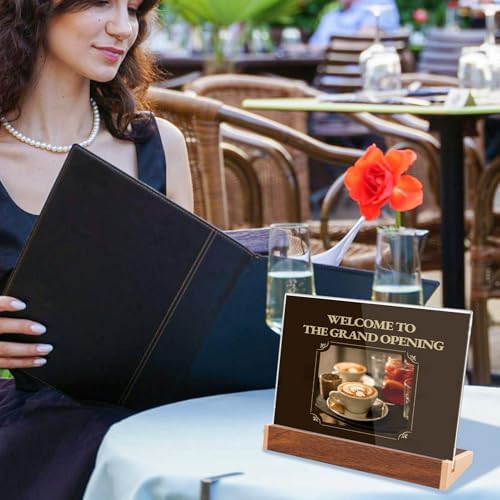 LIANHELILAI 3Pack Mini Acrylic Sign Holder 5X7 Horizontal Tabletop Sign Display Frame for Coffee Shop/Restaurant Menu Stall/Exhibitions/Hotel/Office Name Holder