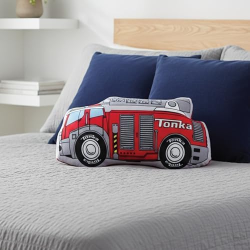 Northwest Hasbro Tonka Fire Truck Cloud Pillow, Plush Comfort for Kids Adults, Bedroom Playroom Decor, Spot Clean, 12 Inch