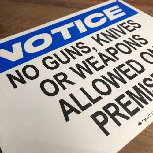 TRADESAFE No Gun, Knives or Weapons Allowed Sign, Quick Install Aluminum Safety Sign, Light Reflective, UV-Resistant, Waterproof, 14” X 10” No Weapons Allowed Sign for Business