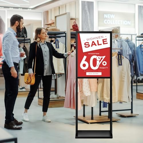 DISPLAYSWORKER Sign holder floor stand, heavy Duty Pedestal poster banner stand for display,22×28 inch slide-in double sided poster sign holder floor standing for board Display (Black, 22×28)