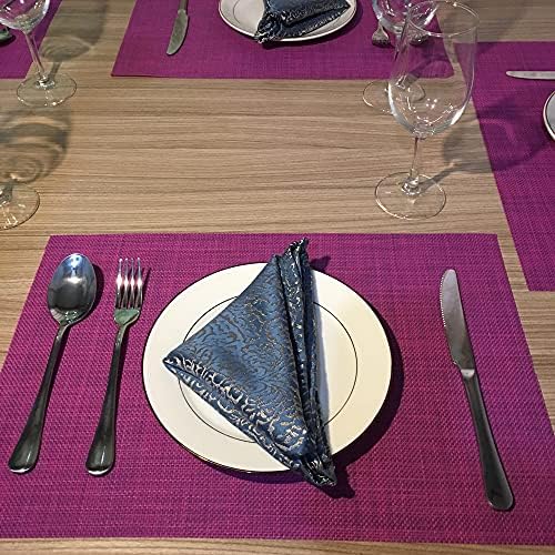 WAZAIGUR Placemats Crisscross Woven Vinyl Place Mats Set of 4 Purple