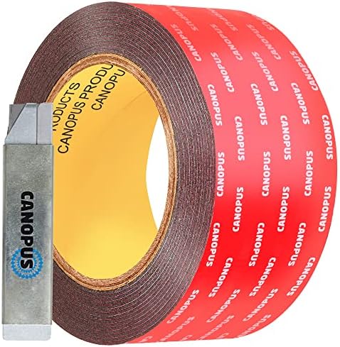 CANOPUS Double Sided Tape, 5952 Heavy Duty Mounting Tape, Strong Bond & Weatherproof Seal Strip for Automotive Mounting, Picture and Photo Frame, Poster, Craft, 2 in x 15 ft, Black, Made in USA